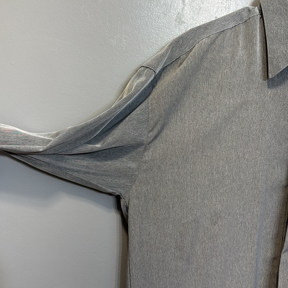 ELLIOTT Men’s Gray Button-Up Long Sleeve Collar Shirt Med 15-15.5 100% Polyester - Picture 7 of 16
